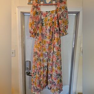 STORIA Floral Bubble Sleeve Maxi Dress BOUTIQUE NWT Small